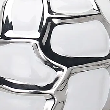 20" White And Silver White Abstract Geo Urn Ceramic Ginger Jar