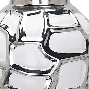 20" White And Silver White Abstract Geo Urn Ceramic Ginger Jar