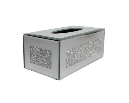 Silver Mirrored Glass Bling Tissue Box Cover