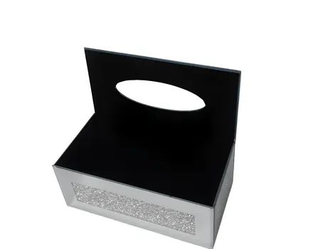 Silver Mirrored Glass Bling Tissue Box Cover