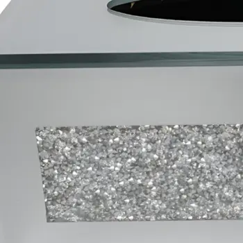 Silver Mirrored Glass Bling Tissue Box Cover