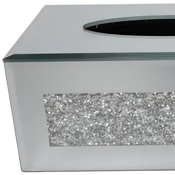Silver Mirrored Glass Bling Tissue Box Cover