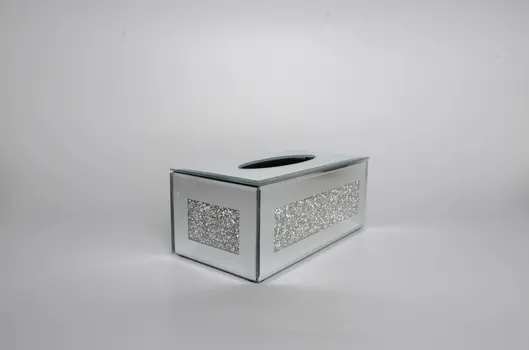 Silver Mirrored Glass Bling Tissue Box Cover