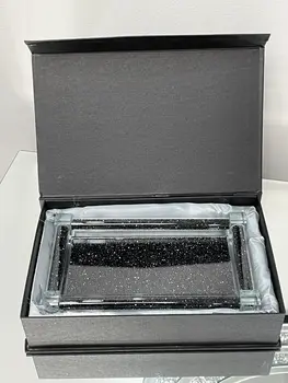 Three Piece Black Silver and Clear Glass Bling Bathroom Accessory Set