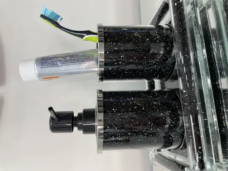 Three Piece Black Silver and Clear Glass Bling Bathroom Accessory Set