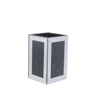 Two Piece Black Mirrored Glass Bling Bathroom Accessory Set