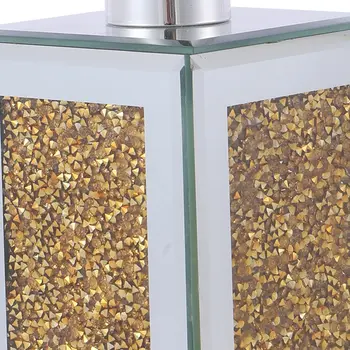 Two Piece Gold And Mirrored Glass Bling Bathroom Accessory Set