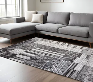 8' X 11' Gray Brown and Beige Abstract Area Rug