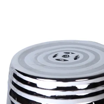 17" Silver Chrome Plated Ceramic Round Drum End Table