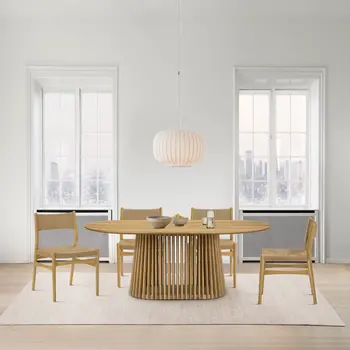 Five Piece Oak Oval Dining Set with Four Chairs