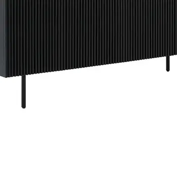 Six Piece Black Round Dining Set with Four Chairs and Sideboard