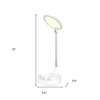 22" White Metal And Plastic Adjustable Portable Desk Lamp LED With Phone Clamp