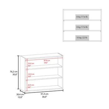 36" Black Wood Three Tier Wall Mounted Floating Shelf