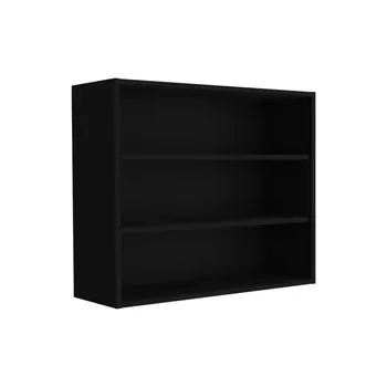 36" Black Wood Three Tier Wall Mounted Floating Shelf
