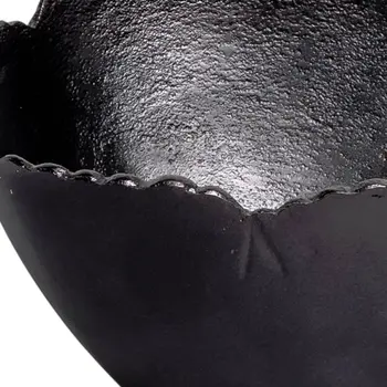 8" Black Aluminum Scalloped Edge Round Serving Bowl