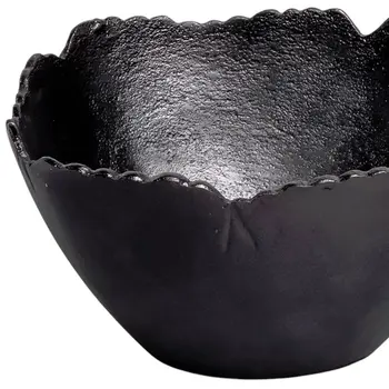 8" Black Aluminum Scalloped Edge Round Serving Bowl