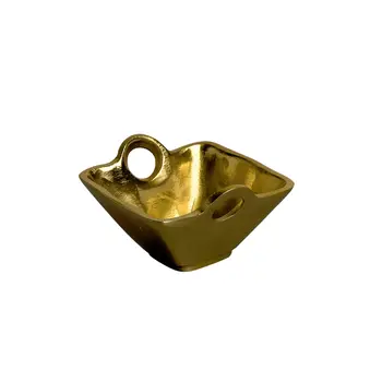 5" Gold Aluminum Square Candy or Nut Bowl With Handles