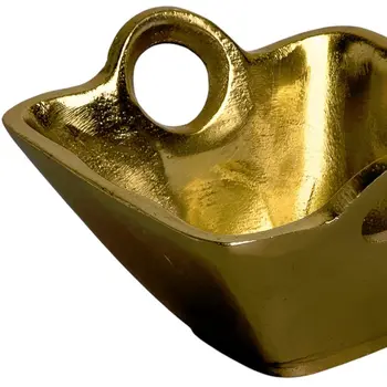 5" Gold Aluminum Square Candy or Nut Bowl With Handles