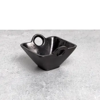 5" Black Aluminum Square Candy or Nut Bowl With Handles