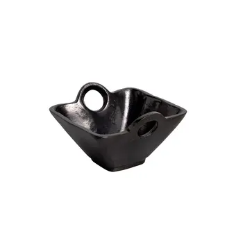 5" Black Aluminum Square Candy or Nut Bowl With Handles