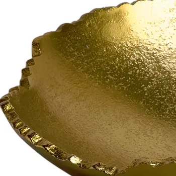 9" Gold Aluminum Torn Edge Organic Shaped Serving Bowl