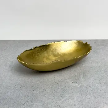 7" Gold Aluminum Torn Edge Oval Serving Bowl