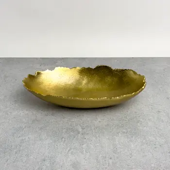 7" Gold Aluminum Torn Edge Oval Serving Bowl