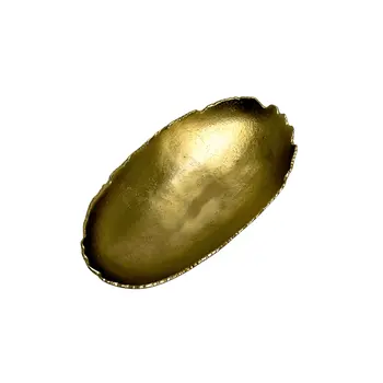 7" Gold Aluminum Torn Edge Oval Serving Bowl