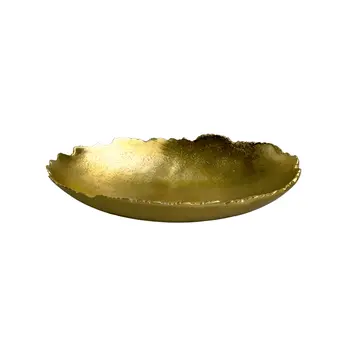 7" Gold Aluminum Torn Edge Oval Serving Bowl