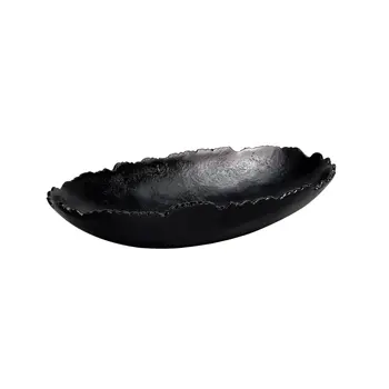 7" Black Aluminum Torn Edge Oval Serving Bowl