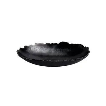 7" Black Aluminum Torn Edge Oval Serving Bowl