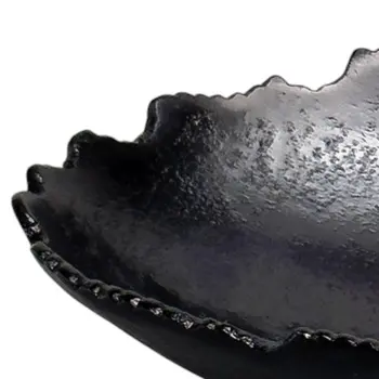 7" Black Aluminum Torn Edge Oval Serving Bowl