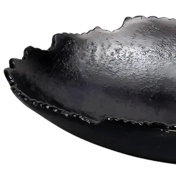 7" Black Aluminum Torn Edge Oval Serving Bowl