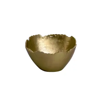 8" Gold Aluminum Torn Edge Round Serving Bowl