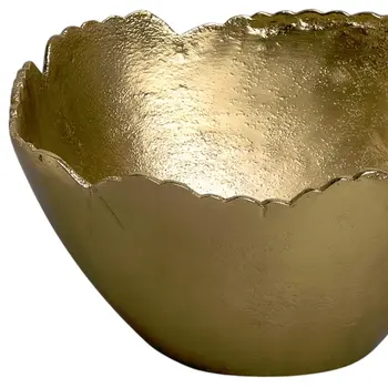 8" Gold Aluminum Torn Edge Round Serving Bowl