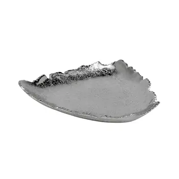 9" Silver Aluminum Torn Edge Triangular Serving Bowl