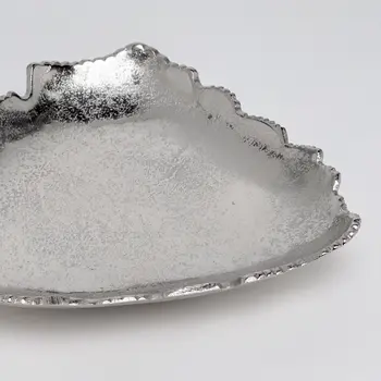 9" Silver Aluminum Torn Edge Triangular Serving Bowl