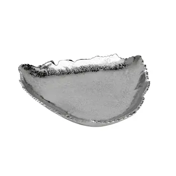 9" Silver Aluminum Torn Edge Triangular Serving Bowl