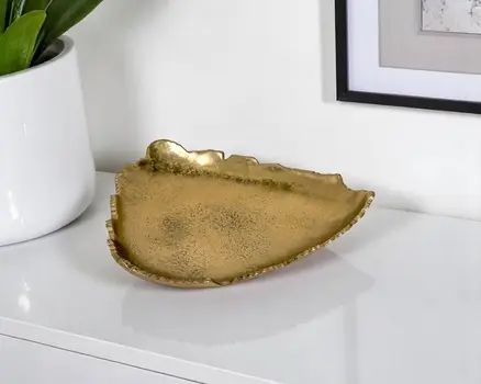 9" Gold Aluminum Torn Edge Triangular Serving Bowl