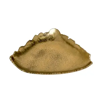 9" Gold Aluminum Torn Edge Triangular Serving Bowl