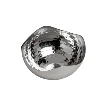 6" Silver Stainless Steel Wavy Edge Organic Shaped Candy or Nut Bowl