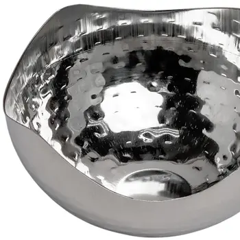 6" Silver Stainless Steel Wavy Edge Organic Shaped Candy or Nut Bowl