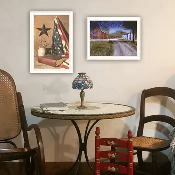 Set Of Two Star Spangled Night God And Country White Framed Wall Art