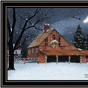 Night Before Christmas Black Framed Wall Art