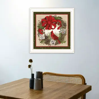 Cardinal Wreath White Framed Wall Art