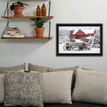 Tree Farm Wagon Black Framed Wall Art
