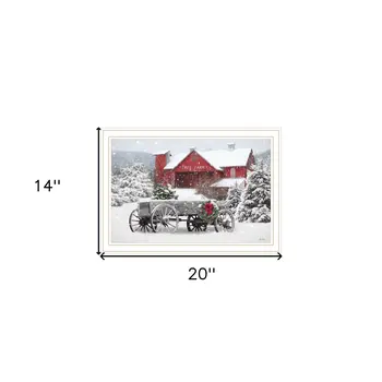 Tree Farm Wagon White Framed Wall Art