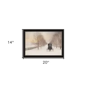 Snowy Amish Lane Black Framed Wall Art