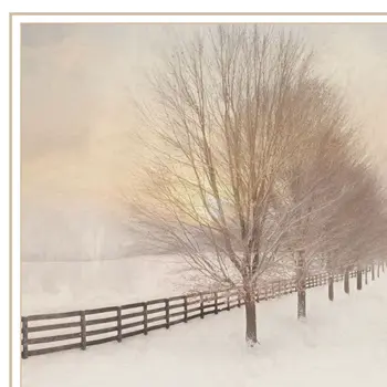 Snowy Amish Lane White Framed Wall Art