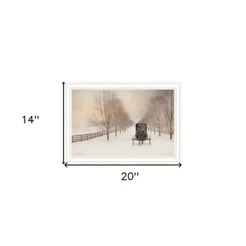Snowy Amish Lane White Framed Wall Art